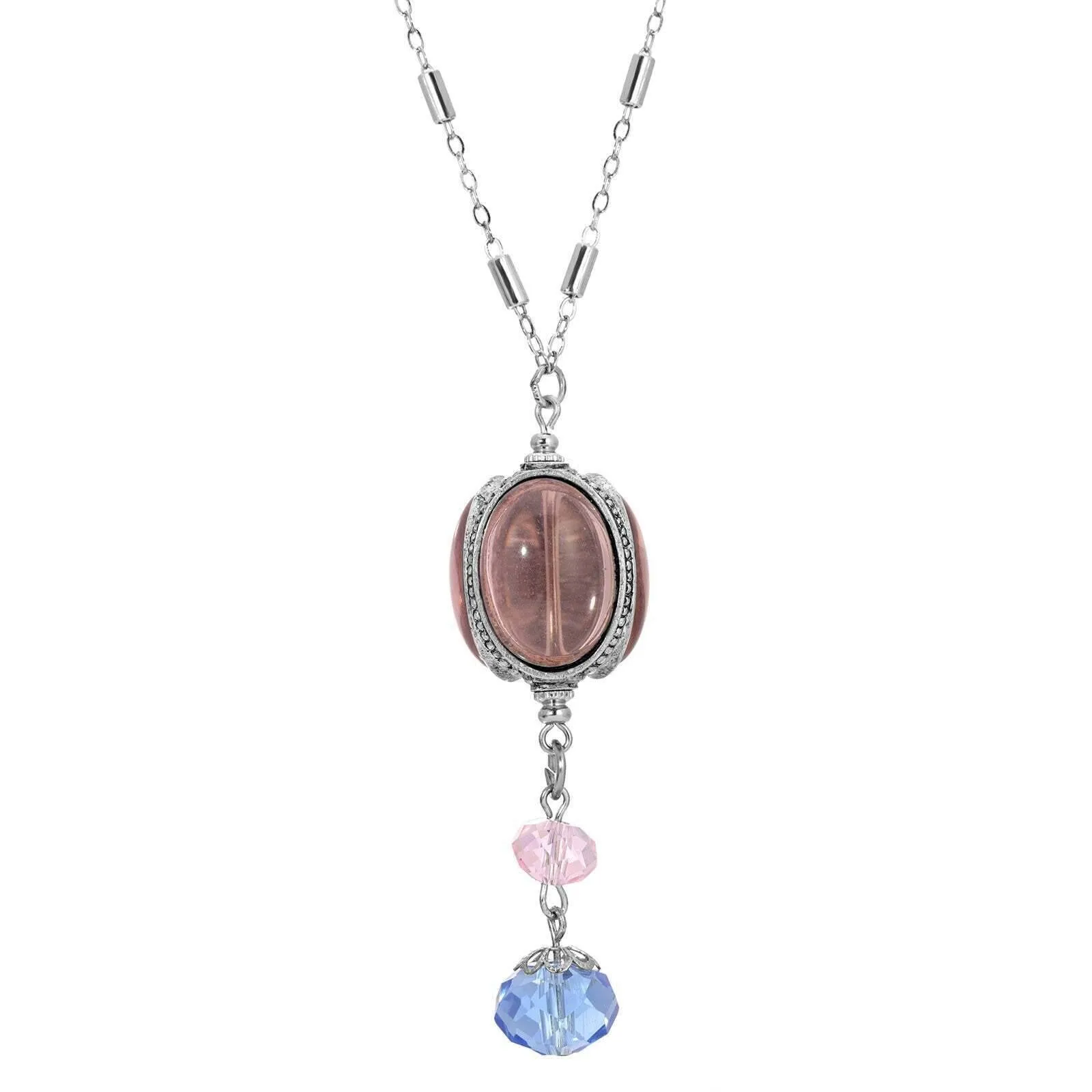 1928 Jewelry 3 Sided Transparent Stone Spinner Drop Necklace 28" 1928 Jewelry