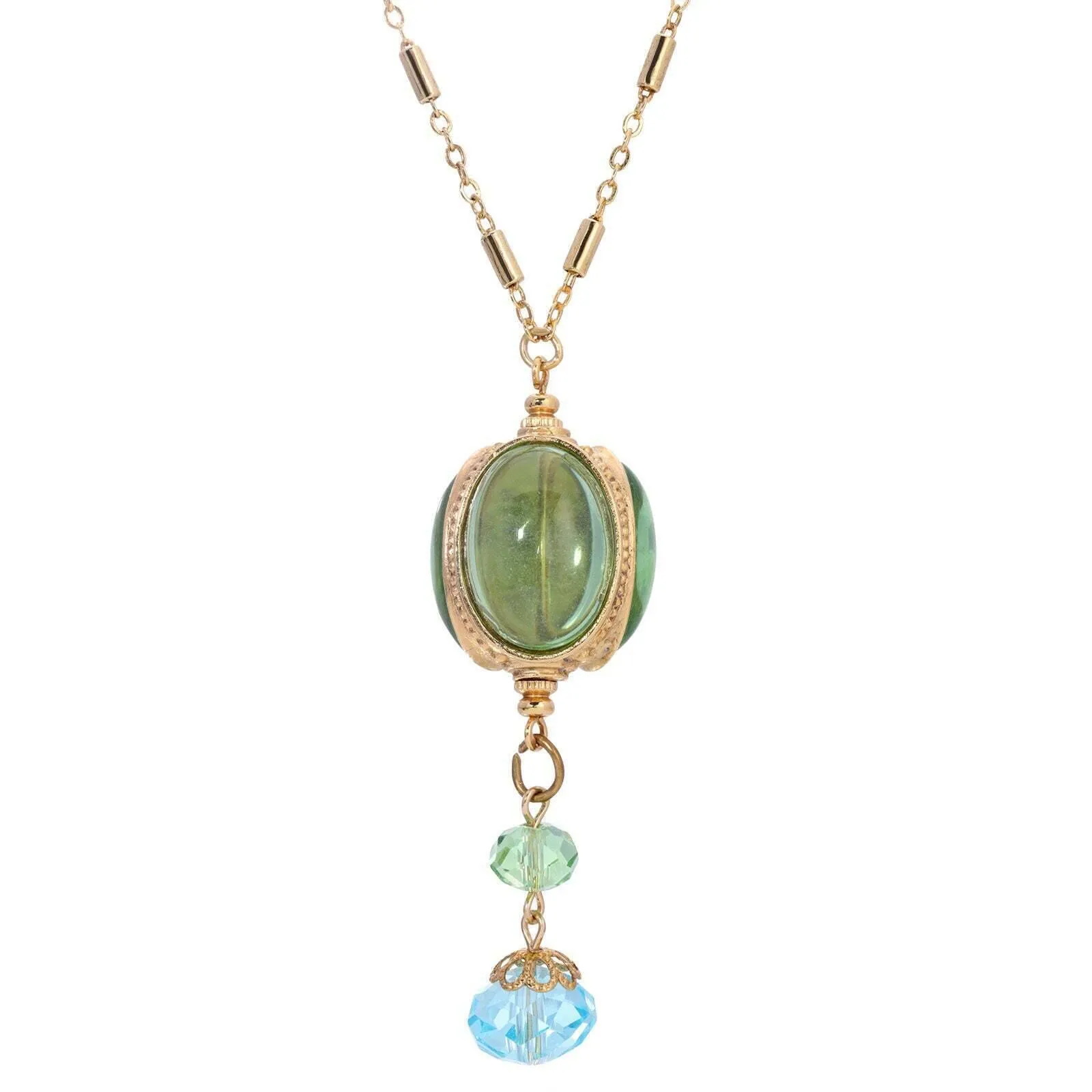 1928 Jewelry 3 Sided Transparent Stone Spinner Drop Necklace 28" 1928 Jewelry