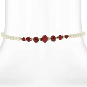 1928 Jewelry 6mm Faux Pearl Strand And Crystal Coil Choker Necklace 15" 1928 Jewelry