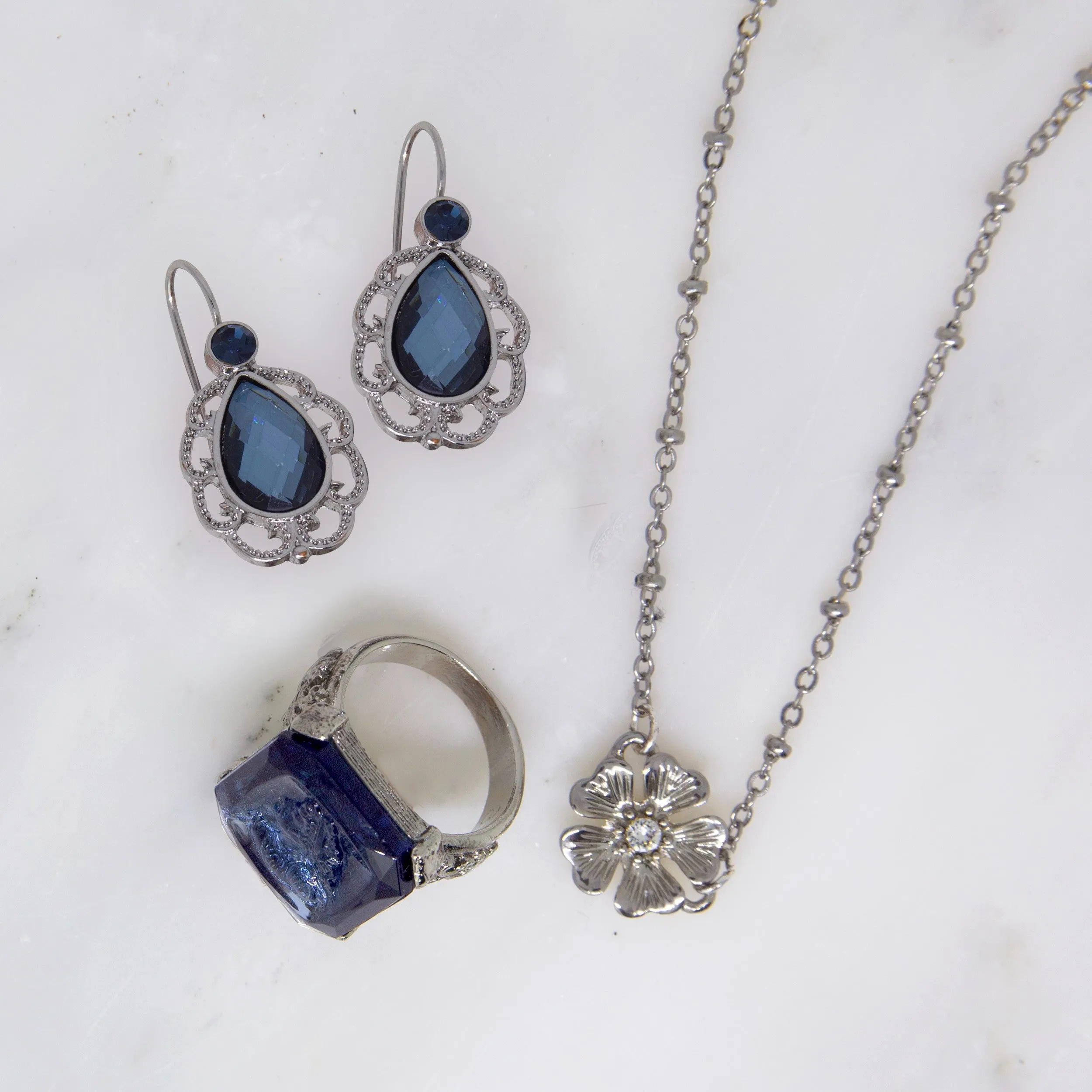 1928 Jewelry $80 Value Mystery Jewelry Package One Necklace, One Earring and One Ring 1928 Jewelry