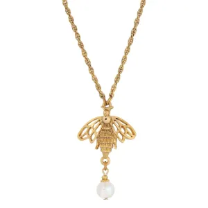 1928 Jewelry AB Crystal & Bee Pendant Necklace 16"   3" Extension 1928 Jewelry