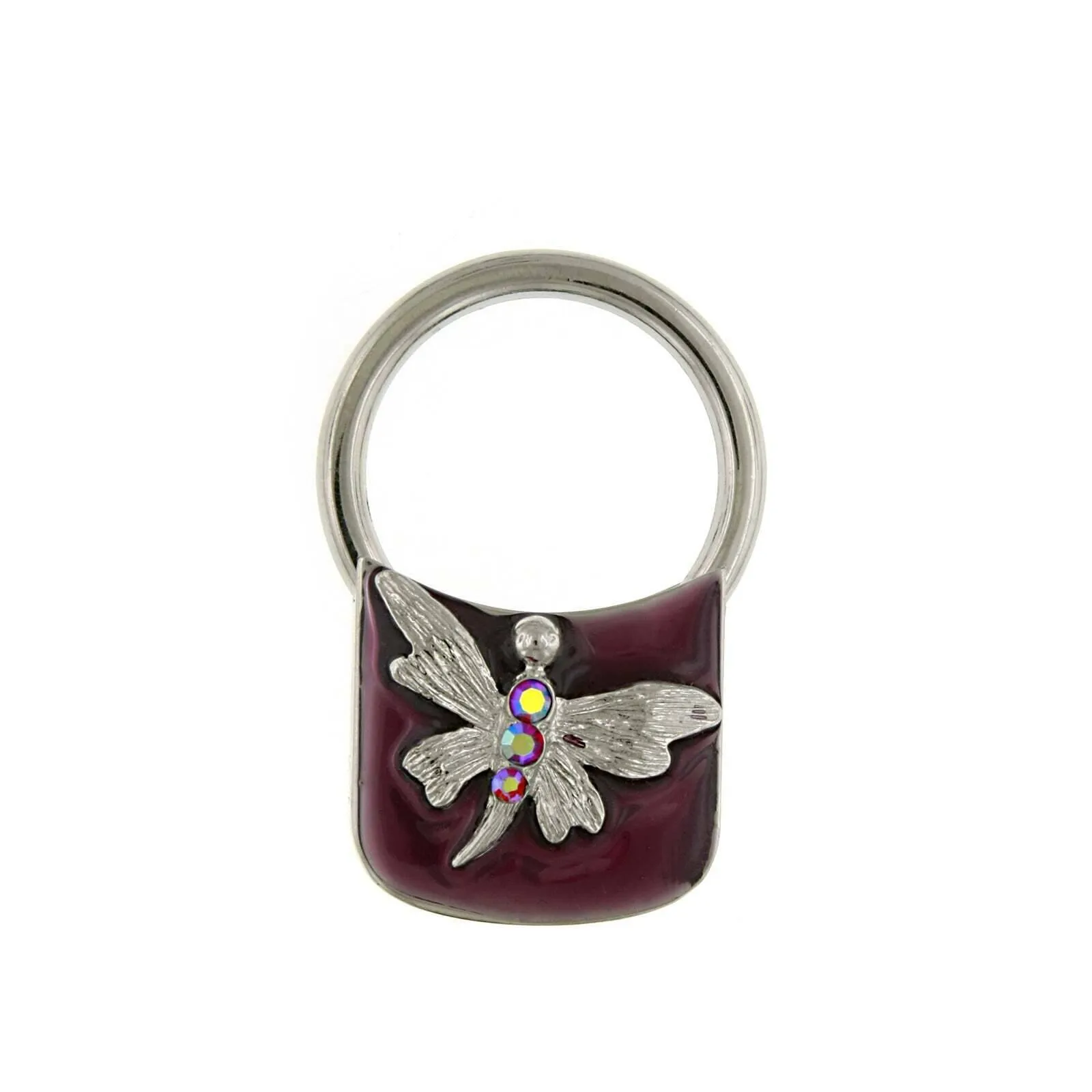 1928 Jewelry AB Crystal Butterfly Enamel Square Key Ring 1928 Jewelry