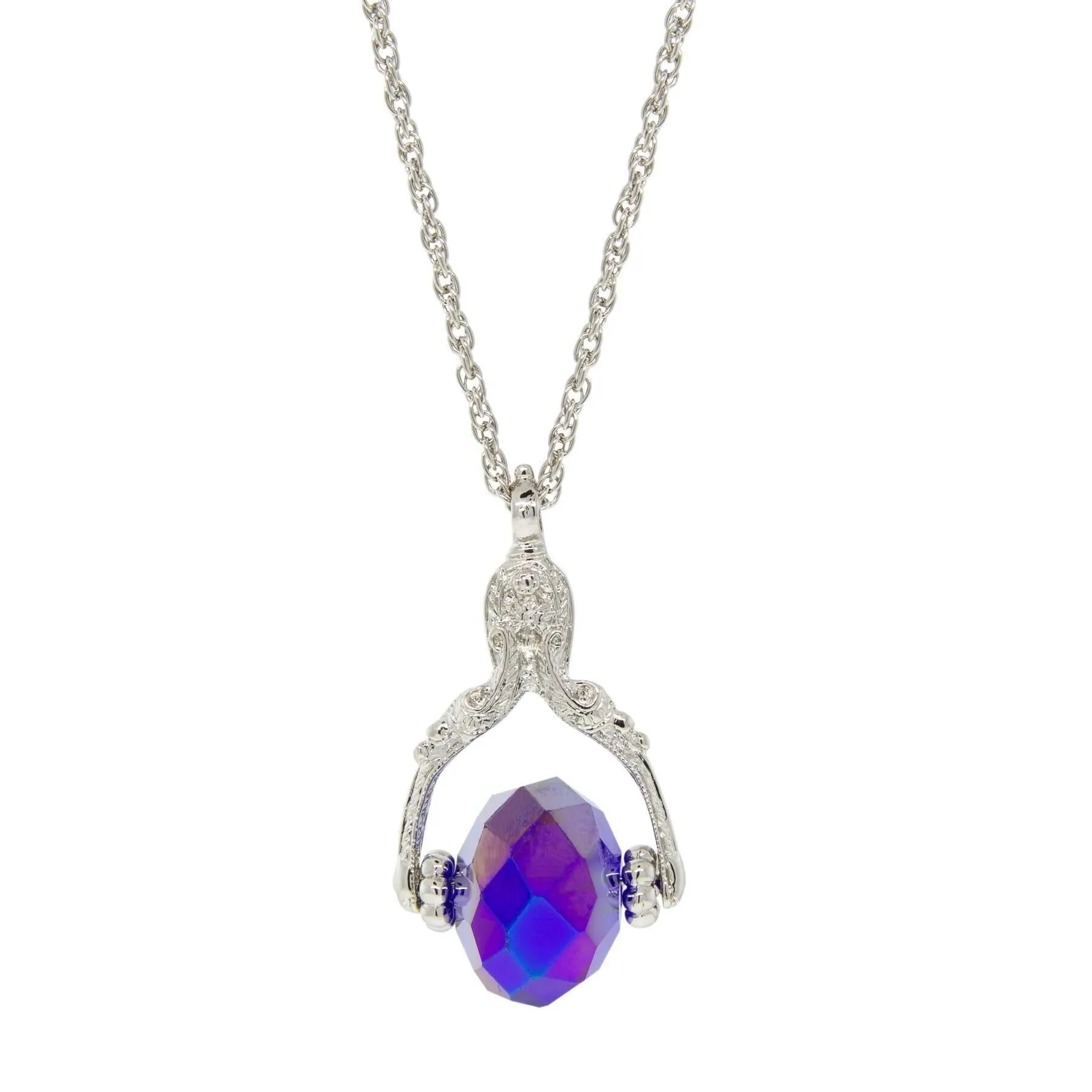 1928 Jewelry Ab Crystal Spinner Pendant Necklace 30" 1928 Jewelry