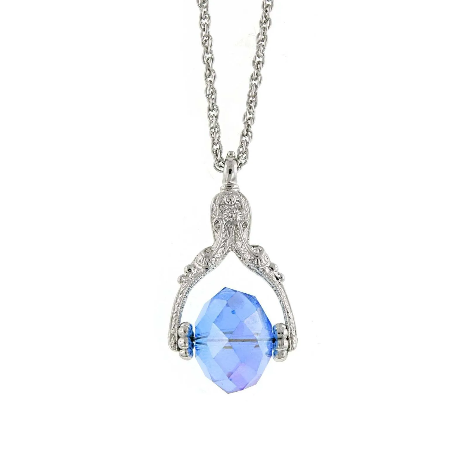 1928 Jewelry Ab Crystal Spinner Pendant Necklace 30" 1928 Jewelry