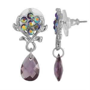 1928 Jewelry AB Flower Crystal Amethyst Teardrop Post Earrings 1928 Jewelry