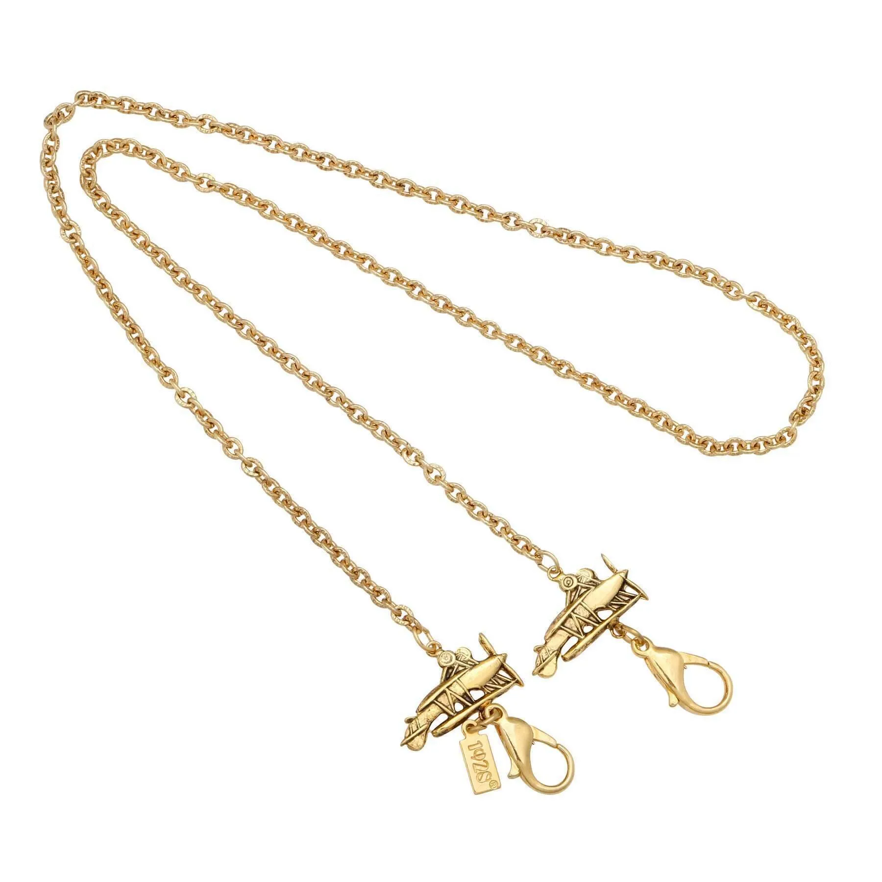 1928 Jewelry Airplane Face Mask Chain Holder 22 inches 1928 Jewelry