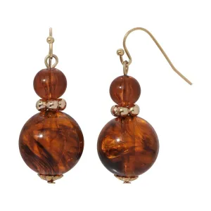 1928 Jewelry Alexandria Tortoise & Flower Bead Dangle Earrings 1928 Jewelry