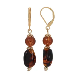 1928 Jewelry Alexandria Tortoise Bead Dangle Earrings 1928 Jewelry