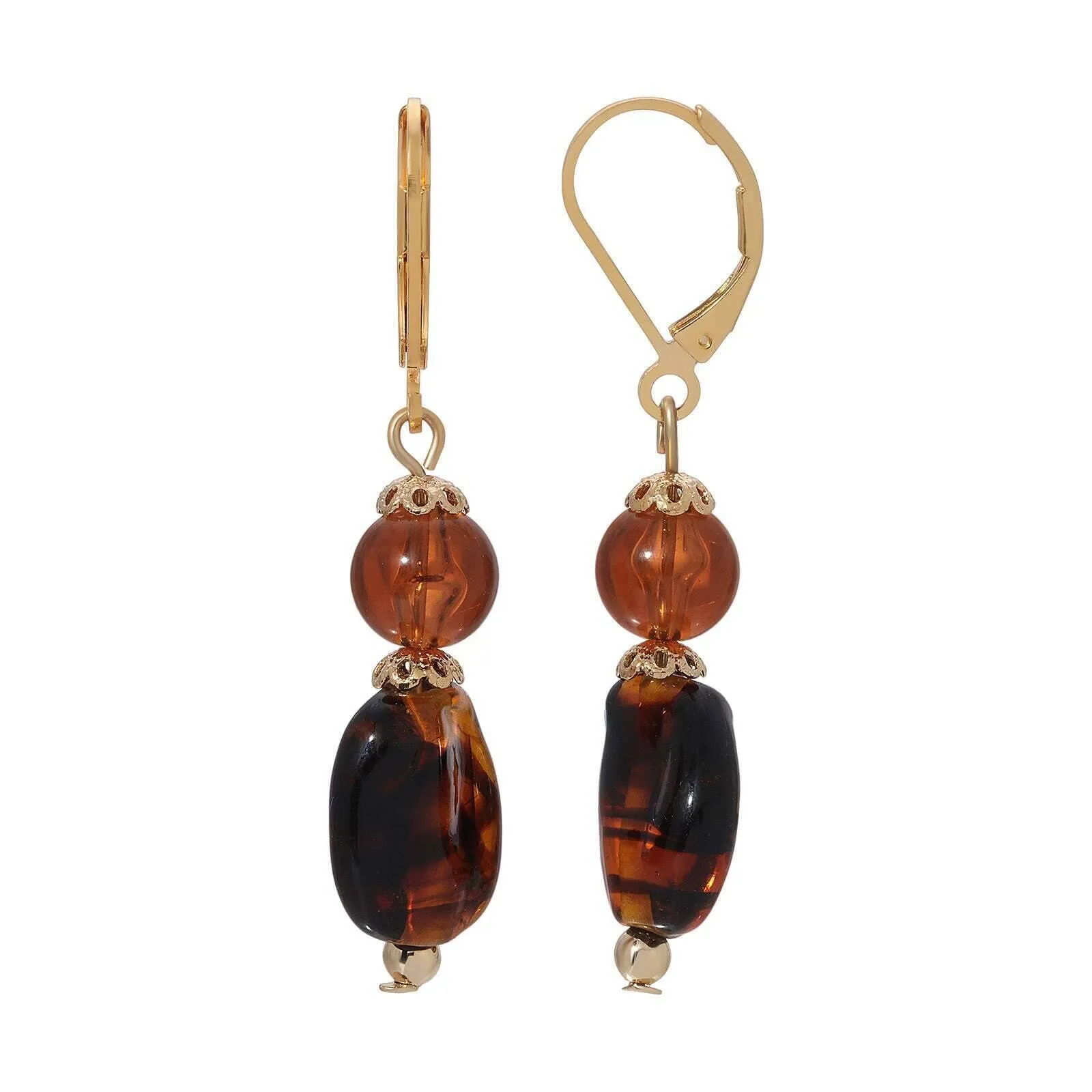 1928 Jewelry Alexandria Tortoise Bead Dangle Earrings 1928 Jewelry