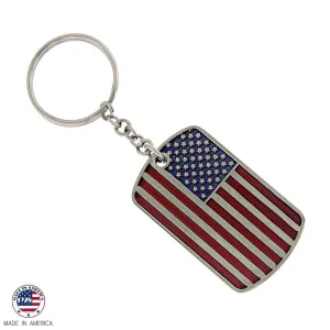 1928 Jewelry American Flag Dog Tag Key Chain 1928 Jewelry
