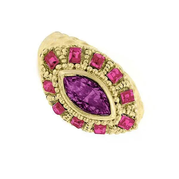 1928 Jewelry Amethyst And Fuchsia Austrian Crystal Ring 1928 Jewelry