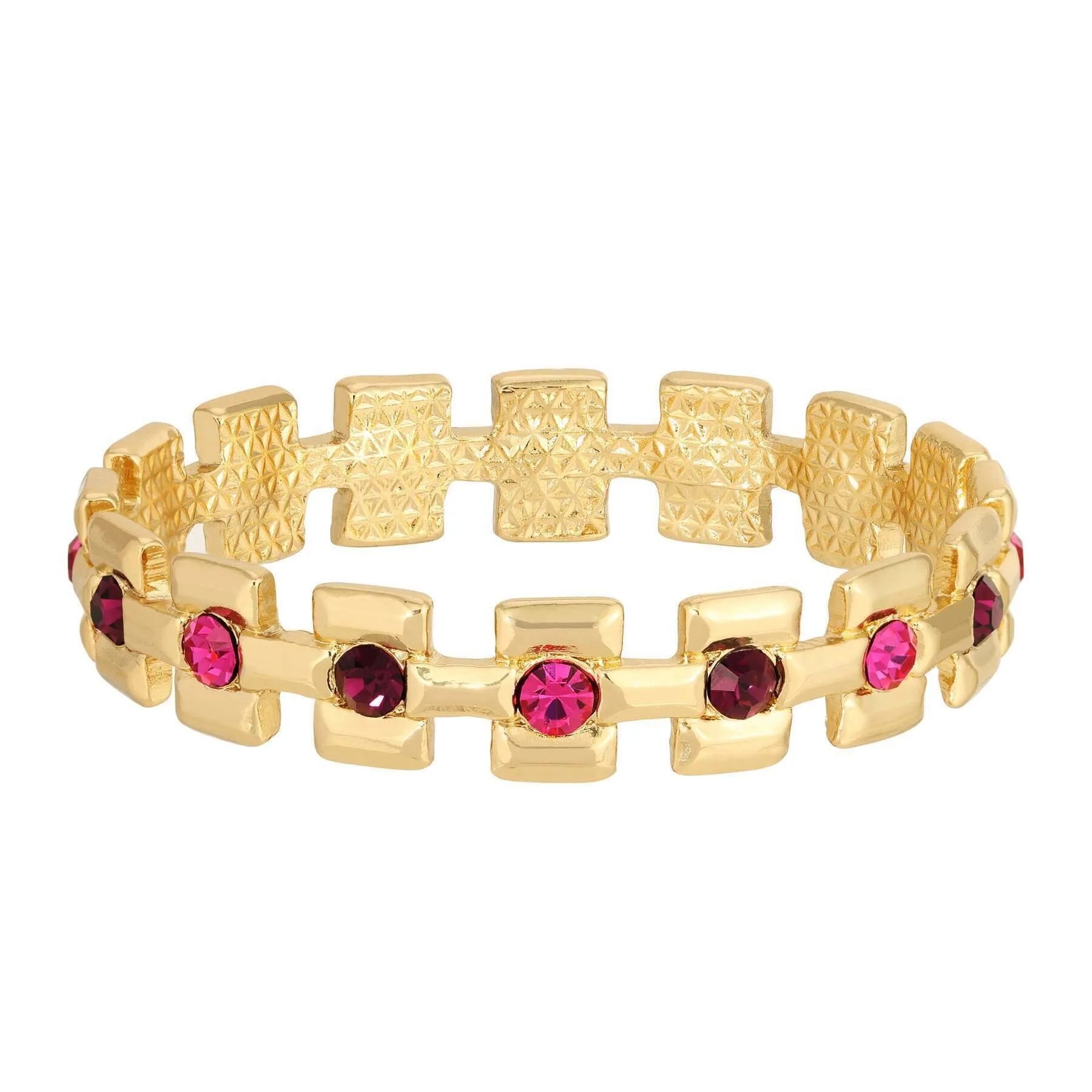 1928 Jewelry Amethyst And Fuchsia Crystal Bangle Bracelet 1928 Jewelry