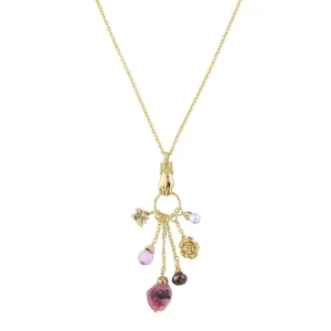 1928 Jewelry Amethyst Color Multi Charm Hand Pendant Necklace 30" 1928 Jewelry