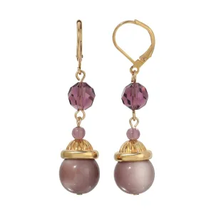 1928 Jewelry Amethyst Crystal Moonlight Bead Dangle Earrings 1928 Jewelry