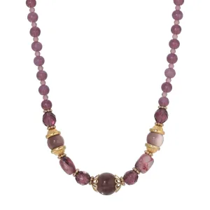 1928 Jewelry Amethyst Crystal Moonlight Beaded Necklace 16"   3" Extension 1928 Jewelry