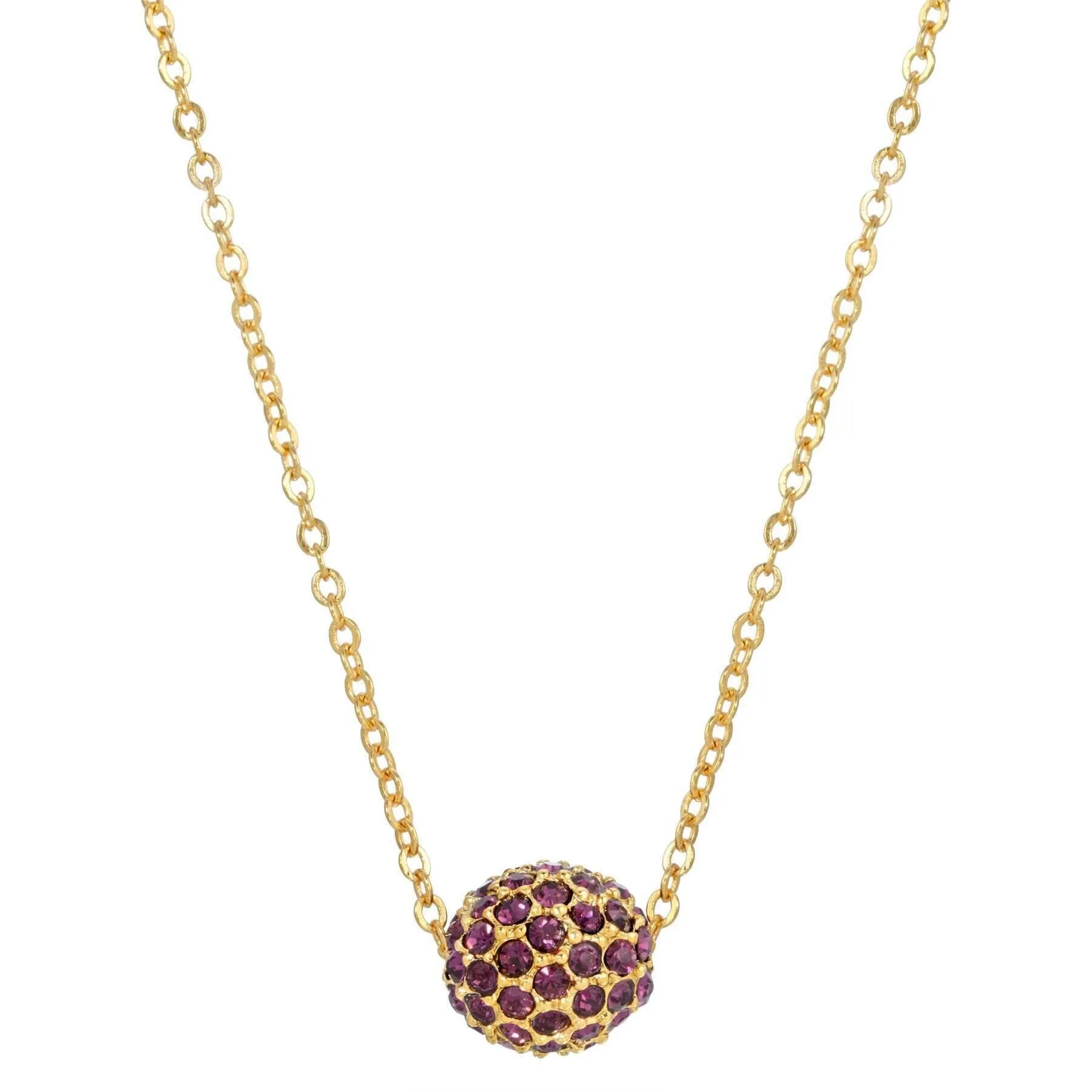 1928 Jewelry Amethyst Crystal Pave Spinning Ball Pendant Necklace 16" 1928 Jewelry