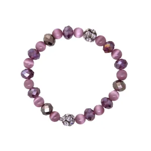 1928 Jewelry Amethyst Purple Cats Eye & Crystal Stretch Bracelet 1928 Jewelry