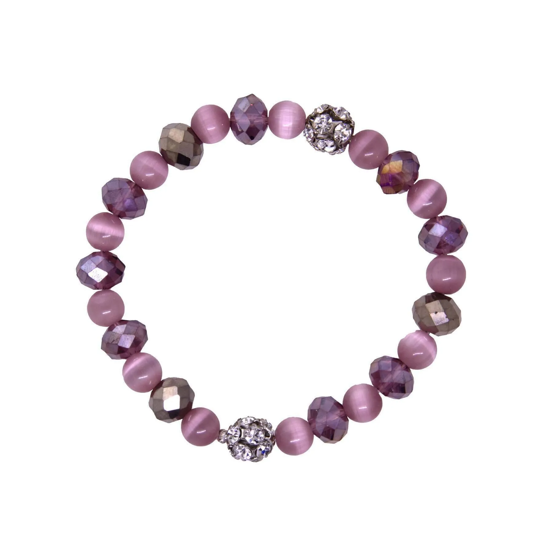 1928 Jewelry Amethyst Purple Cats Eye & Crystal Stretch Bracelet 1928 Jewelry