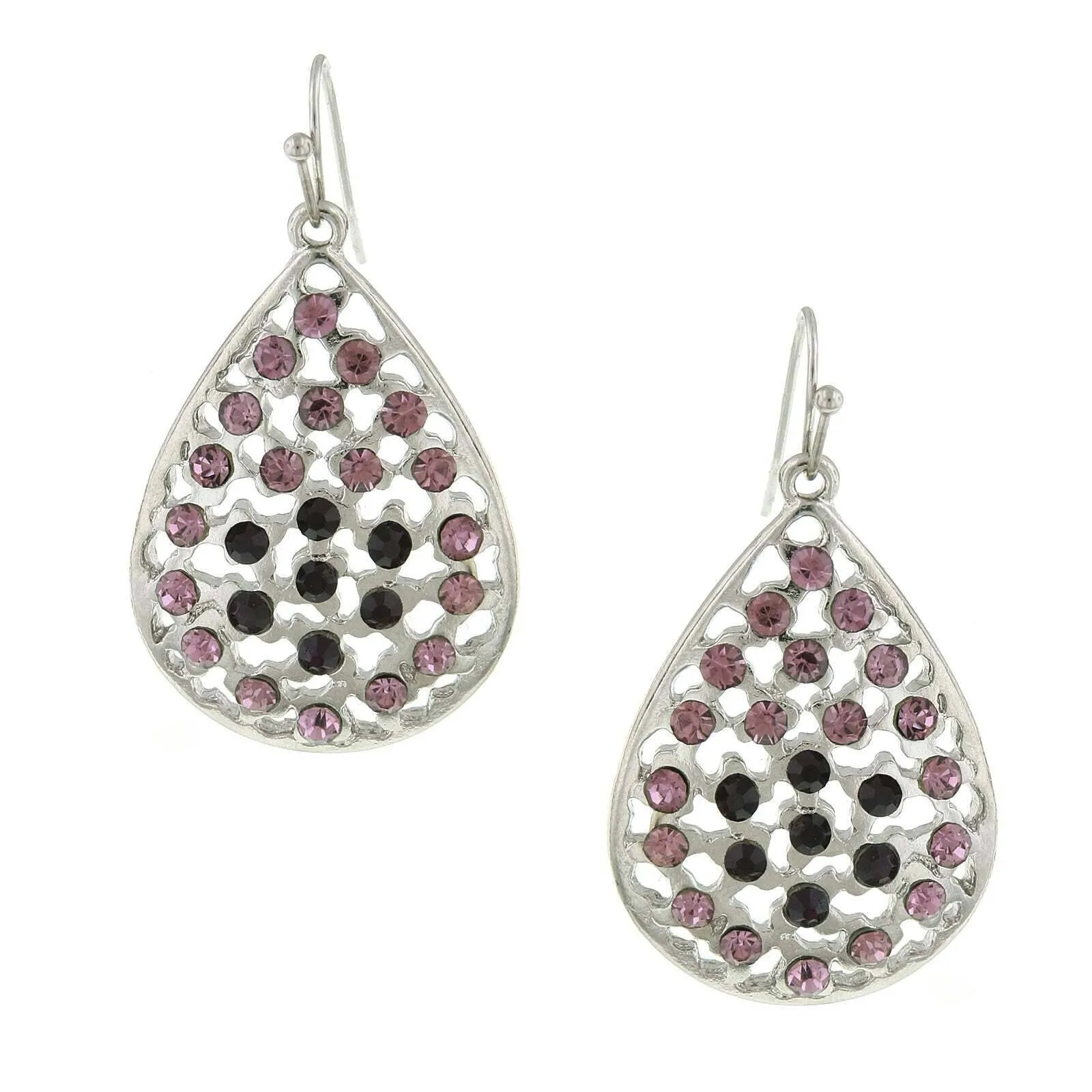 1928 Jewelry Amethyst Purple Crystal Filigree Teardrop Earrings 1928 Jewelry