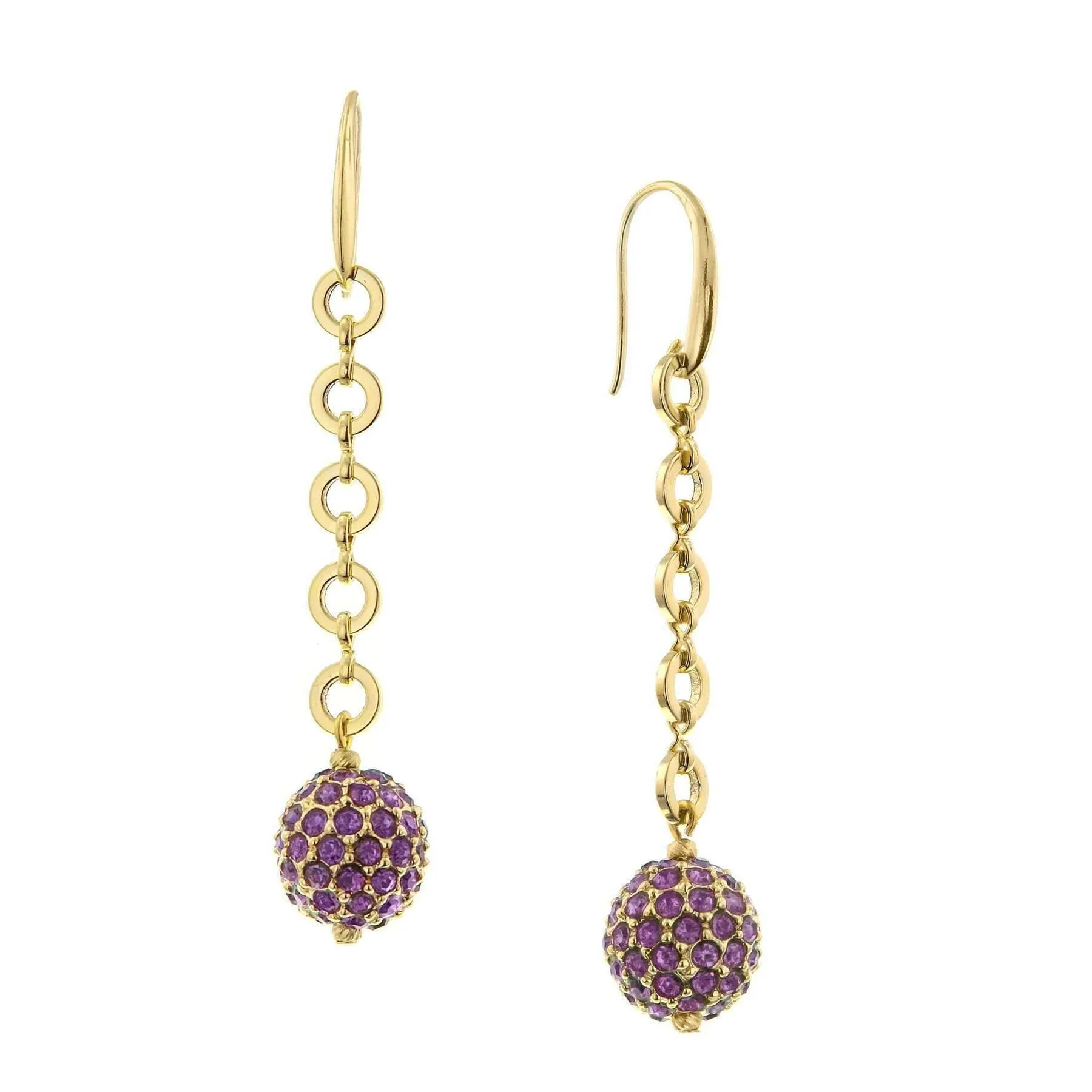 1928 Jewelry Amethyst Purple Crystal Linear Fireball Earrings 1928 Jewelry