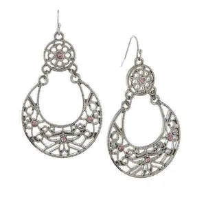 1928 Jewelry Amethyst Purple Large Filigree Drop Earrings 1928 Jewelry