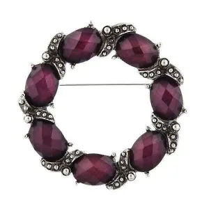 1928 Jewelry Amethyst Purple Stone Wreath Pin 1928 Jewelry