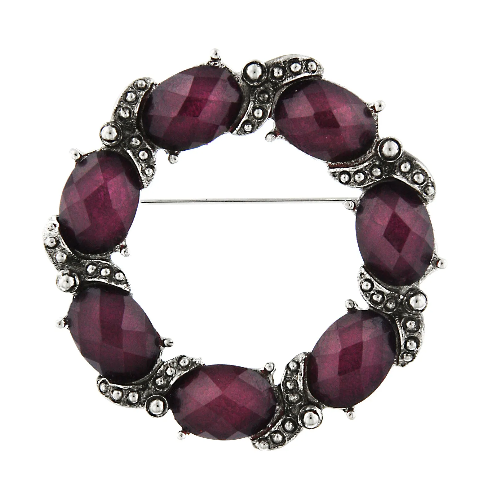 1928 Jewelry Amethyst Purple Stone Wreath Pin 1928 Jewelry