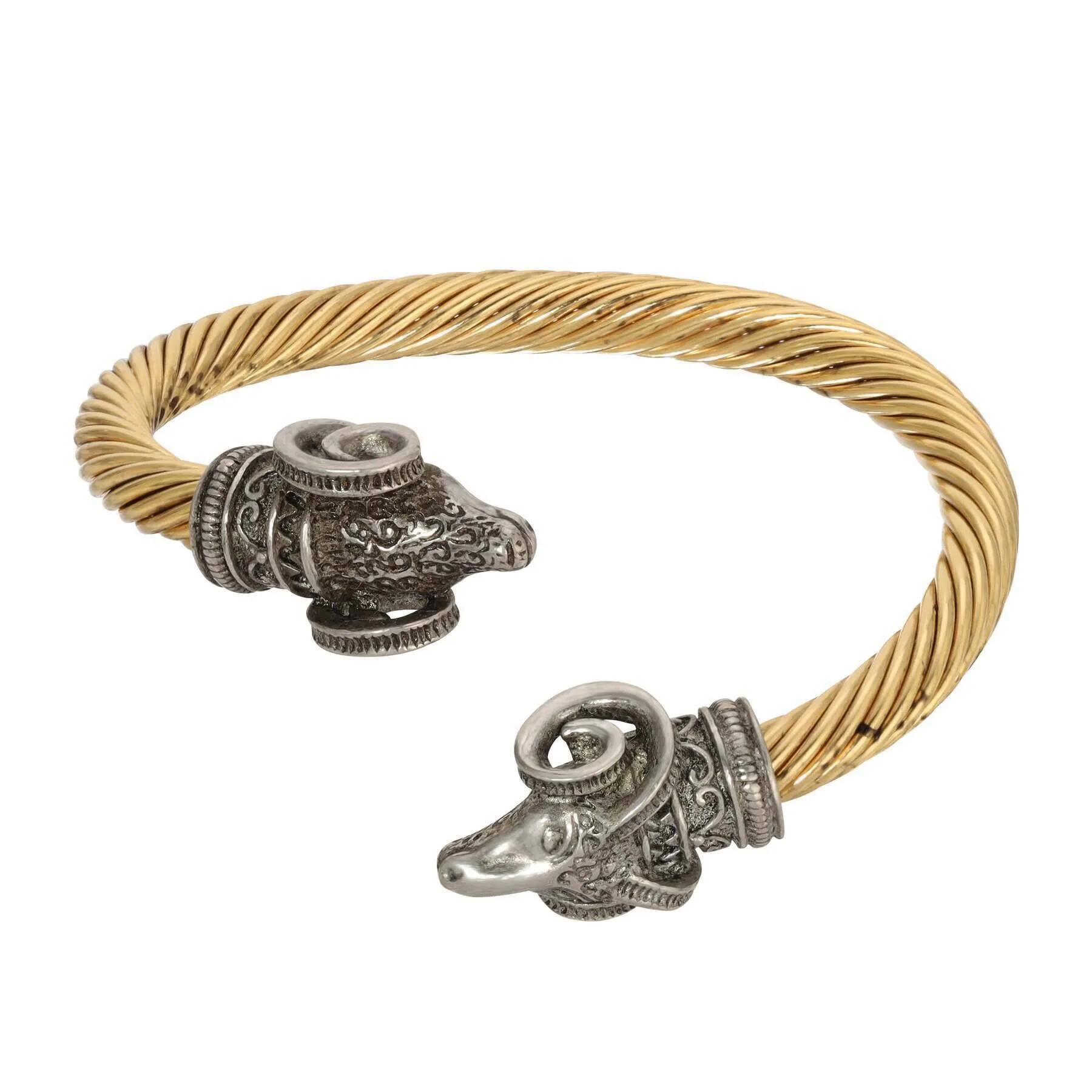1928 Jewelry Amun Rams Head Open Bangle Cuff Bracelet 1928 Jewelry