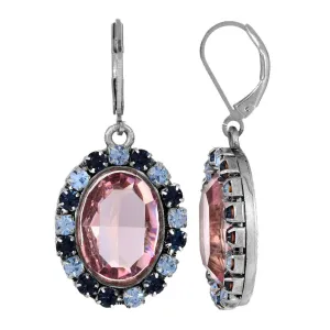 1928 Jewelry Anastasia Blue Rimmed Pink Oval Stone Drop Earrings 1928 Jewelry