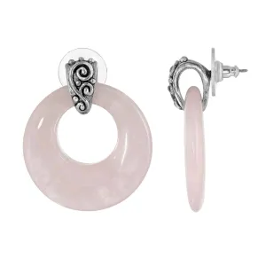 1928 Jewelry Ancienne Gemstone Hoop Post Drop Earrings 1928 Jewelry