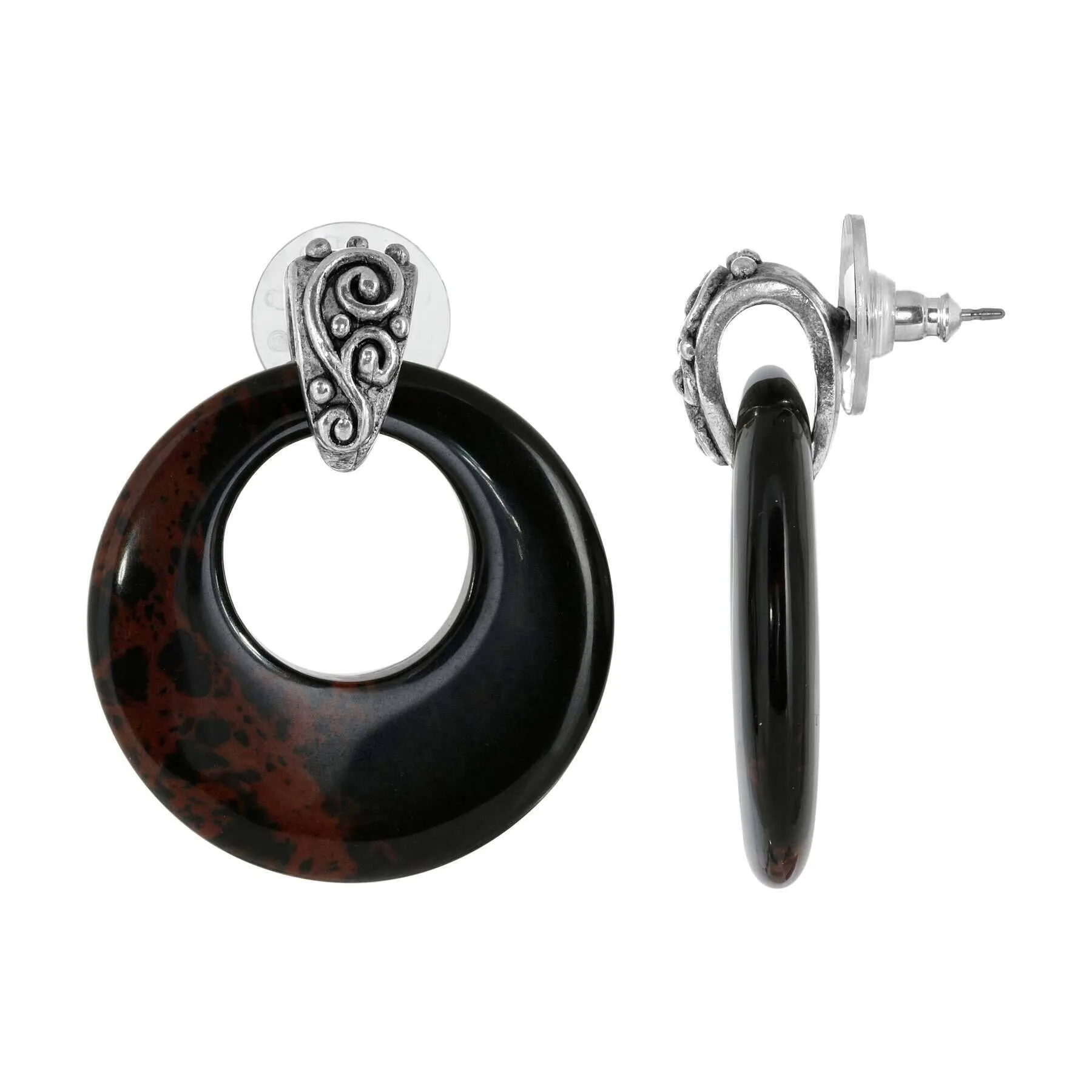 1928 Jewelry Ancienne Gemstone Hoop Post Drop Earrings 1928 Jewelry