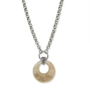 1928 Jewelry Ancienne Semi-Precious Gemstone Hoop Pendant Necklace 18" 1928 Jewelry