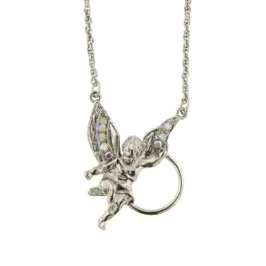 1928 Jewelry Angel AB Crystal Badge & Eyeglass Holder Chain Necklace 28" 1928 Jewelry