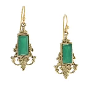 1928 Jewelry Antique Inspired Glass Stone Baguette Wire Drop Earrings 1928 Jewelry