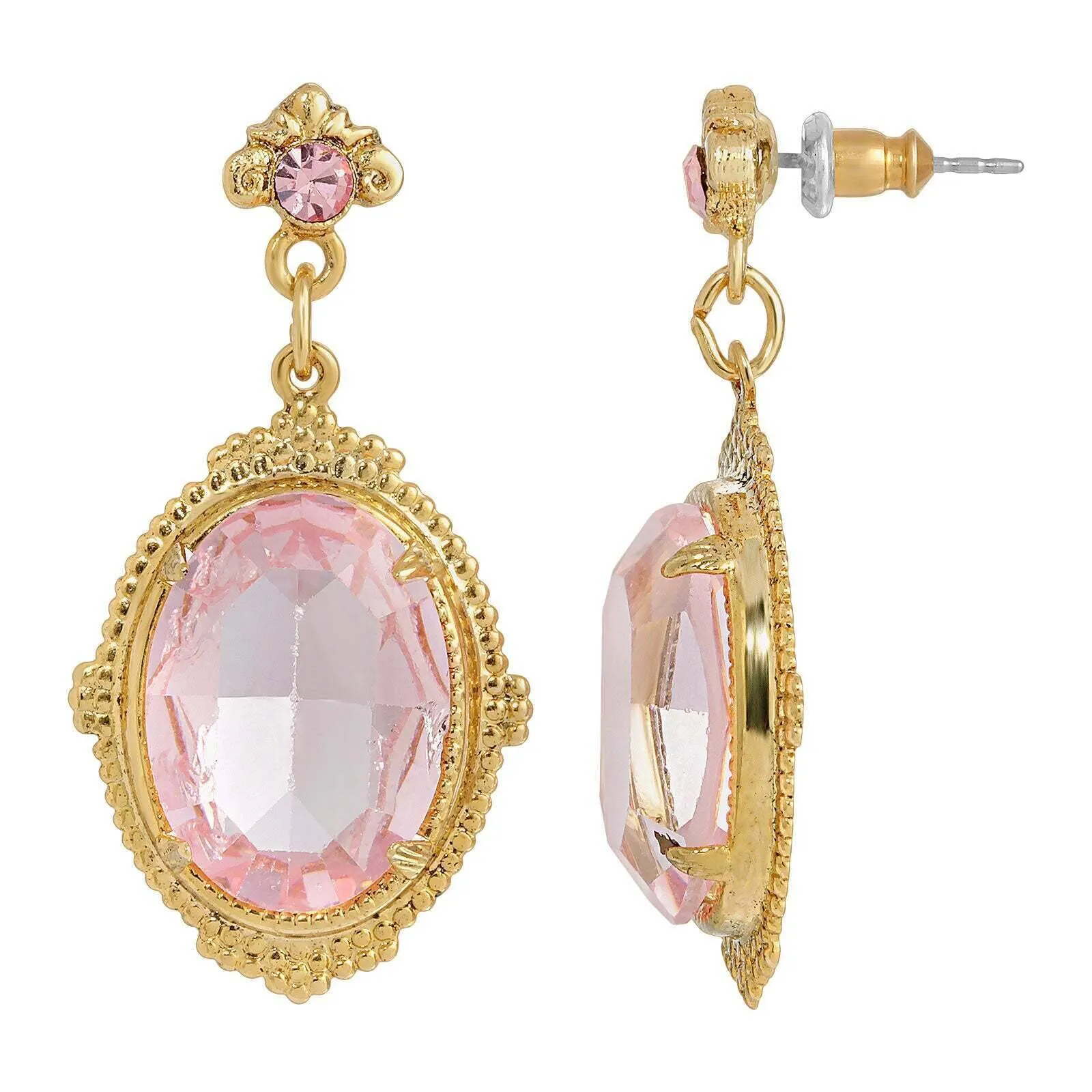 1928 Jewelry Antique Style Oval Post Austrian Crystal Drop Earrings 1928 Jewelry