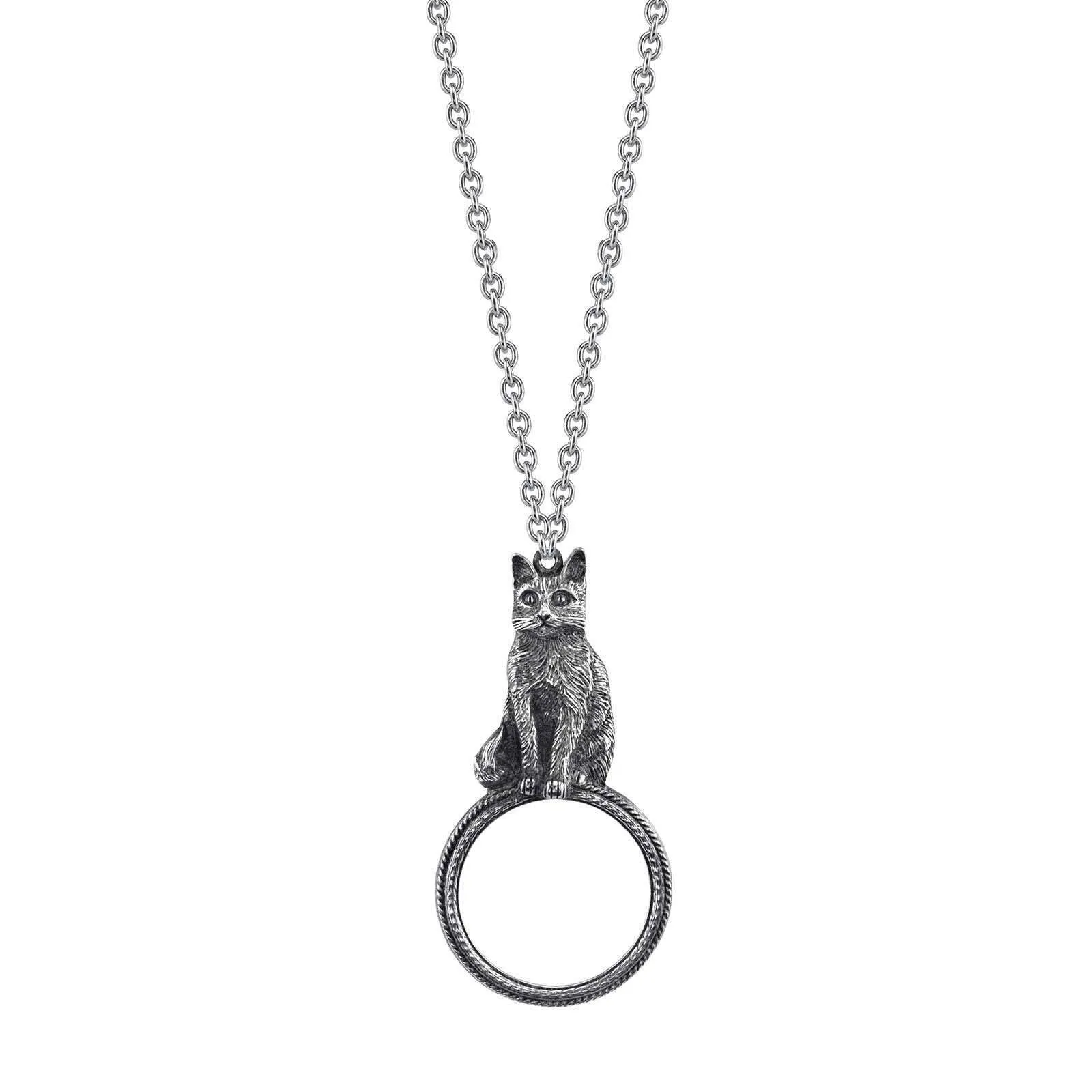1928 Jewelry Antiqued Cat Magnifying Glass Pendant Necklace 30" - Magnification Power: 2-3X 1928 Jewelry