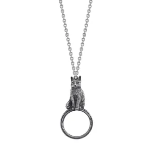 1928 Jewelry Antiqued Cat Magnifying Glass Pendant Necklace 30" - Magnification Power: 2-3X 1928 Jewelry