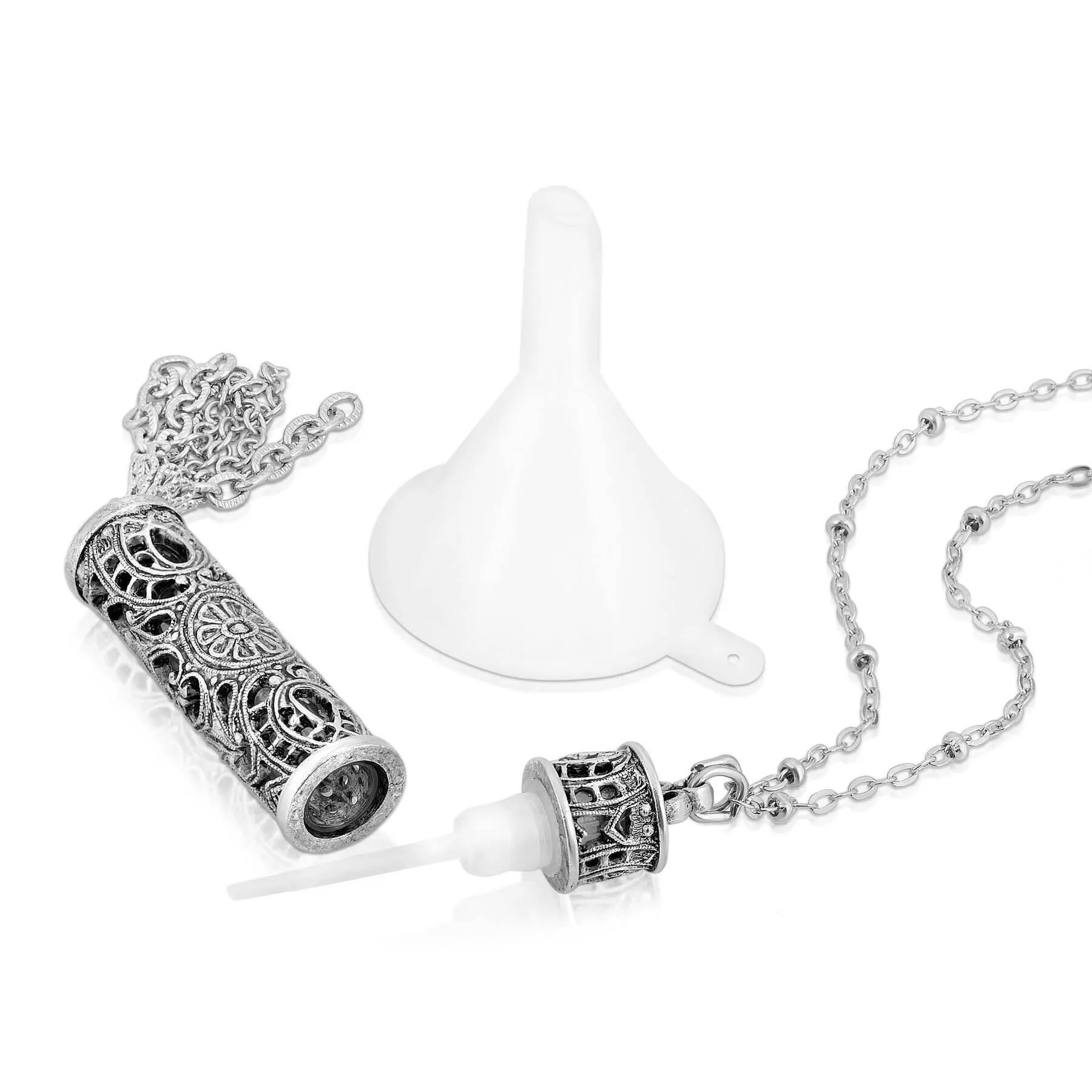 1928 Jewelry Antiqued Filigrana Glass Vial Tassel Necklace 28" 1928 Jewelry