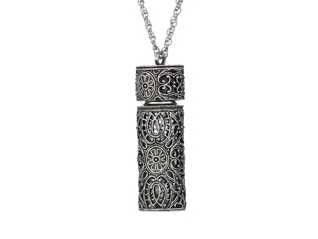 1928 Jewelry Antiqued Filigree 3.69 ML Glass Vial Pendant Necklace 30" 1928 Jewelry