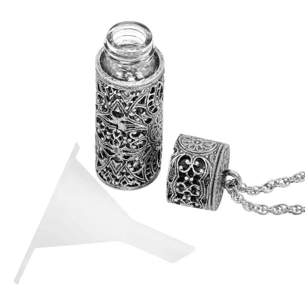 1928 Jewelry Antiqued Filigree 3.69 ML Glass Vial Pendant Necklace 30" 1928 Jewelry
