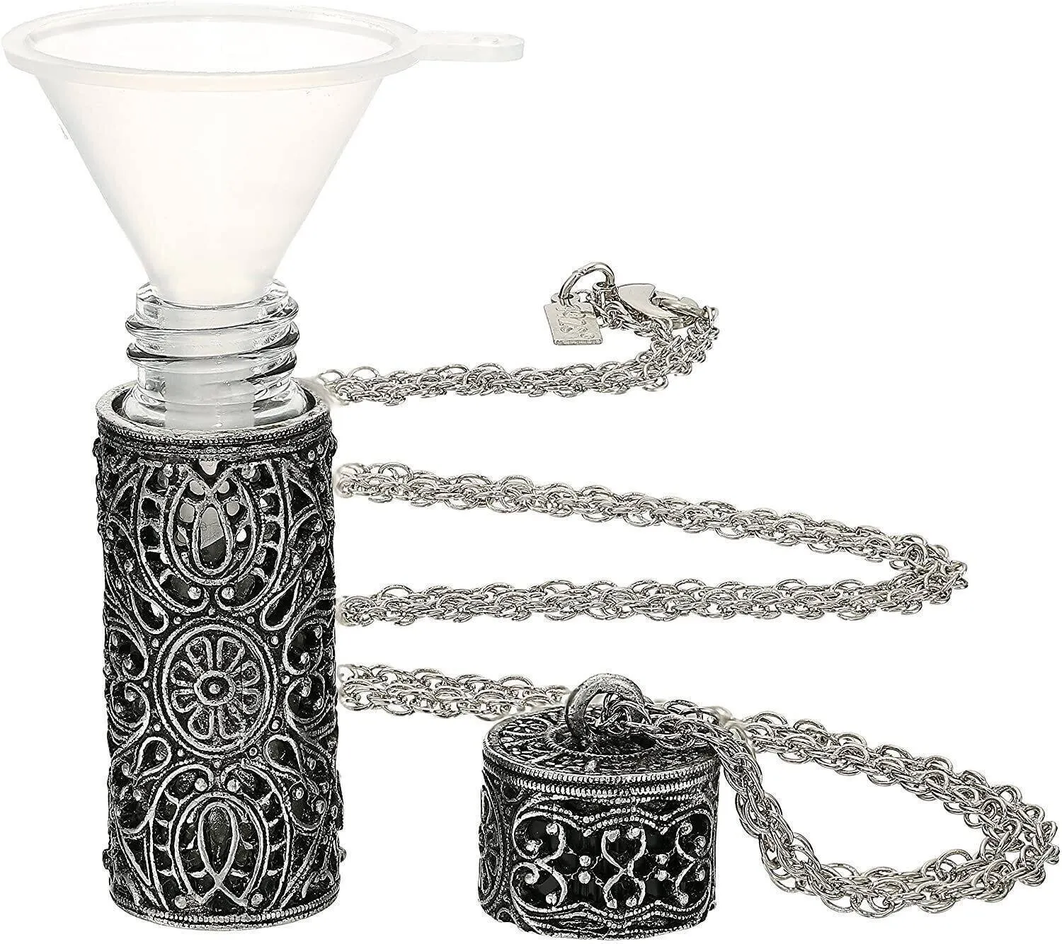1928 Jewelry Antiqued Filigree 3.69 ML Glass Vial Pendant Necklace 30" 1928 Jewelry