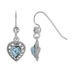1928 Jewelry Antiqued Heart Crystal Drop Earrings 1928 Jewelry