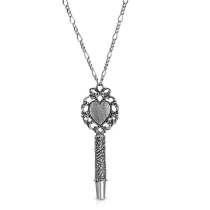 1928 Jewelry Antiqued Heart Whistle Pendant Necklace 30" 1928 Jewelry