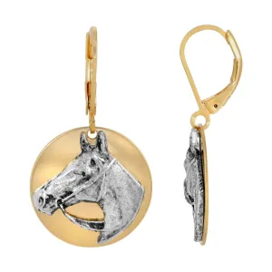 1928 Jewelry Antiqued Horse Head Drop Earrings 1928 Jewelry