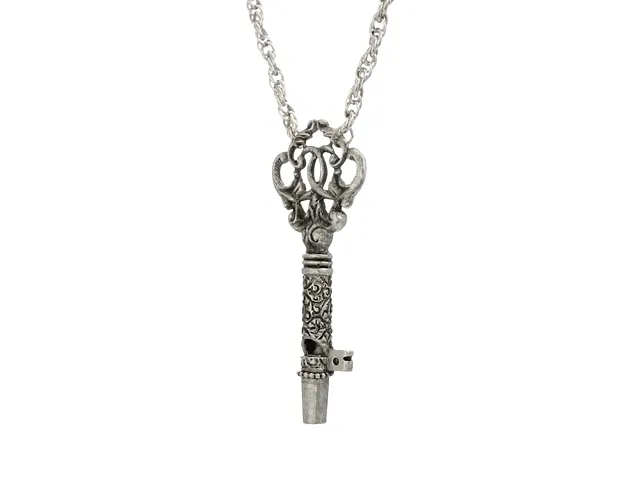 1928 Jewelry Antiqued Key Whistle Pendant Necklace 30" 1928 Jewelry