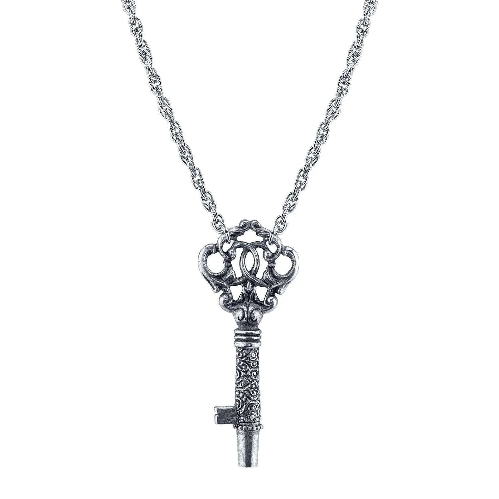 1928 Jewelry Antiqued Key Whistle Pendant Necklace 30" 1928 Jewelry