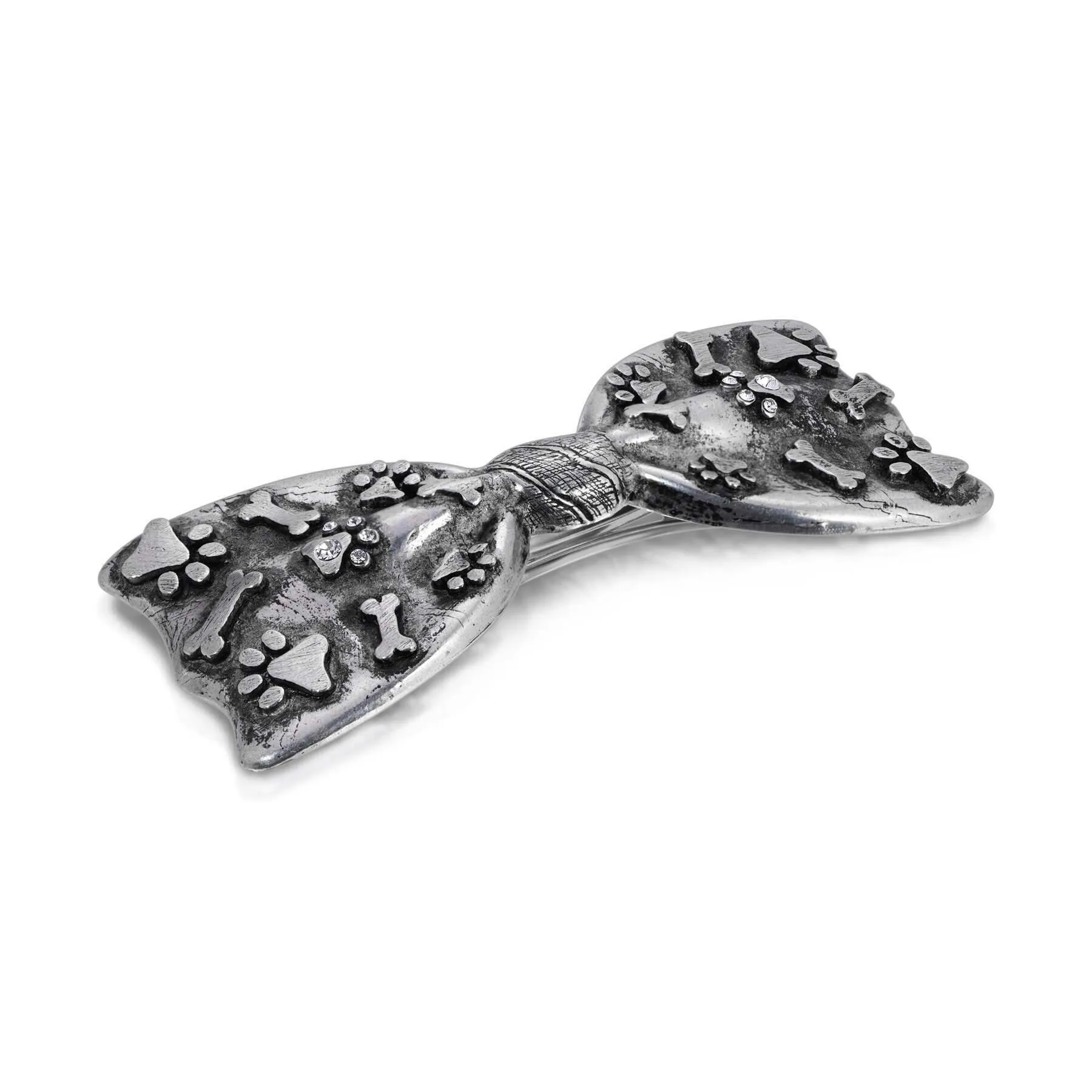 1928 Jewelry Antiqued Paws & Bones Bow Barrette Hair Clip 1928 Jewelry