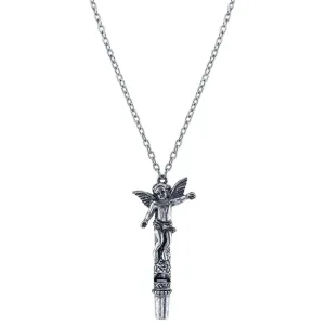 1928 Jewelry Antiqued Pewter Angel Whistle Pendant Necklace 30" 1928 Jewelry