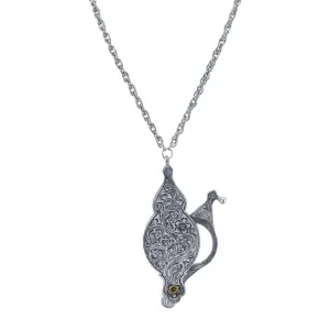 1928 Jewelry Antiqued Pewter Fold Out Magnifying Glass Necklace 30" - Magnification Power: 6-7X 1928 Jewelry