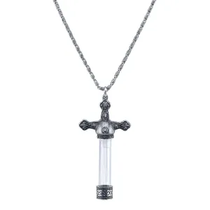 1928 Jewelry Antiqued Vintage Style Cross Glass Vial Necklace 30" 1928 Jewelry